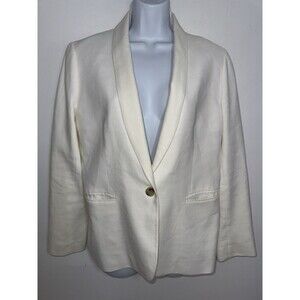 J Crew Parke White Linen Blend Blazer Surgeon Cuff Shawl Collar Work Women 10